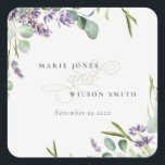 Elegant Lavender Eucalyptus Leafy Foliage Wedding Square Sticker<br><div class="desc">If you need any further customisation please feel free to message me on yellowfebstudio@gmail.com.</div>