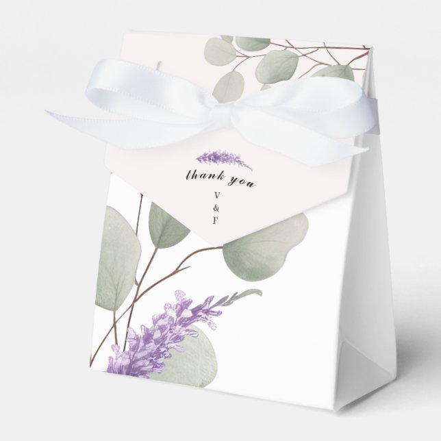 Elegant Lavender Eucalyptus Leaves Favour Box (Front Side)