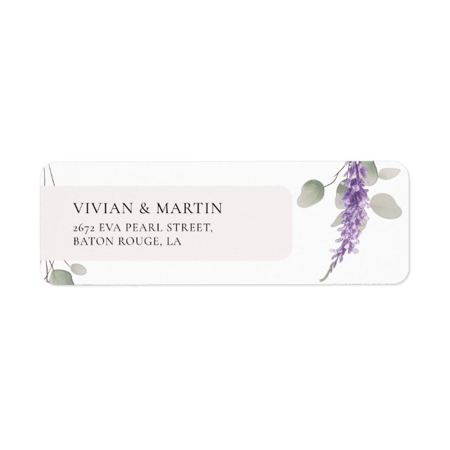 Elegant Lavender Eucalyptus Leaves Return Address (Front)