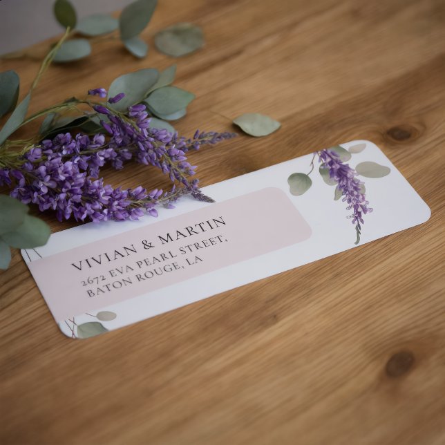 Elegant Lavender Eucalyptus Leaves Return Address (Creator Uploaded)