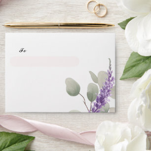 Elegant Lavender Eucalyptus Leaves Wedding Envelope