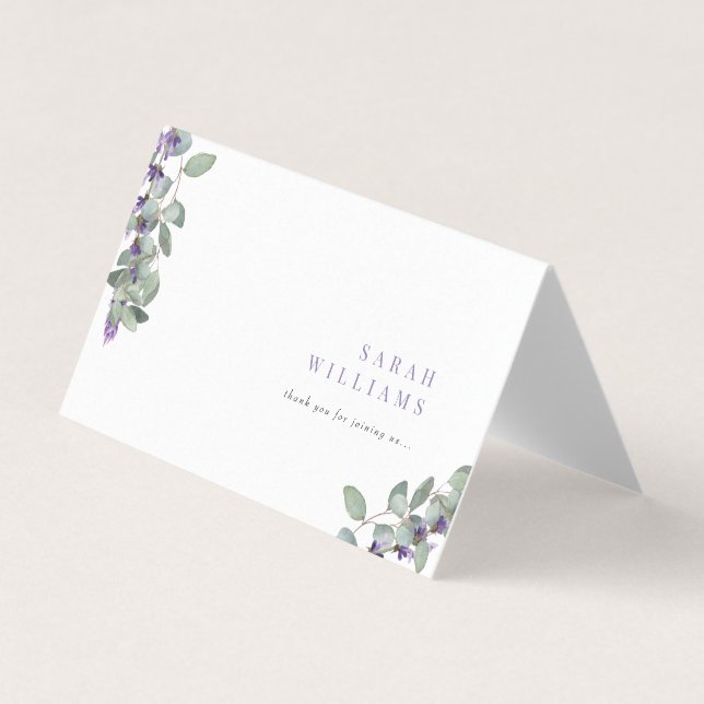Elegant Lavender Eucalyptus Wedding Place Card (Front)