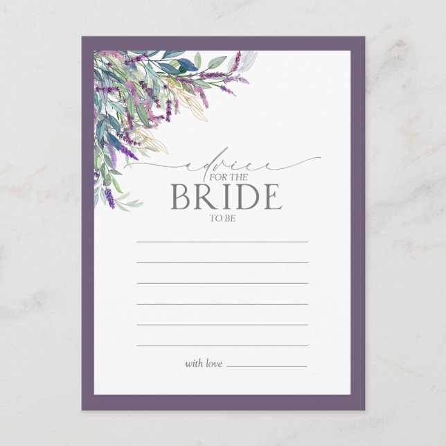 Elegant Lavender Floral Advice To The Bride Postcard (Front)