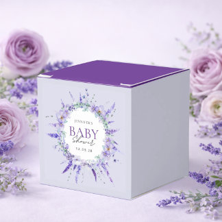 Elegant Lavender Floral Baby Shower purple Favour Box