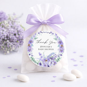 Elegant Lavender Floral Baby Shower Sticker