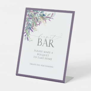 Elegant Lavender Floral Bridal Shower Bouquet Bar Pedestal Sign