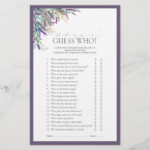Elegant Lavender Floral Bridal Shower Game