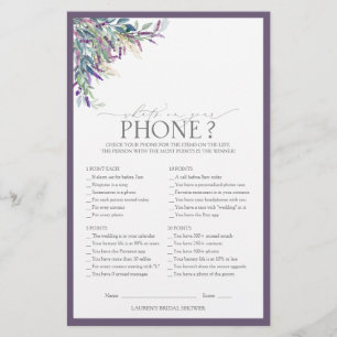 Elegant Lavender Floral Bridal Shower Game
