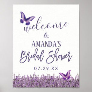 Elegant Lavender Floral Bridal Shower Welcome Poster