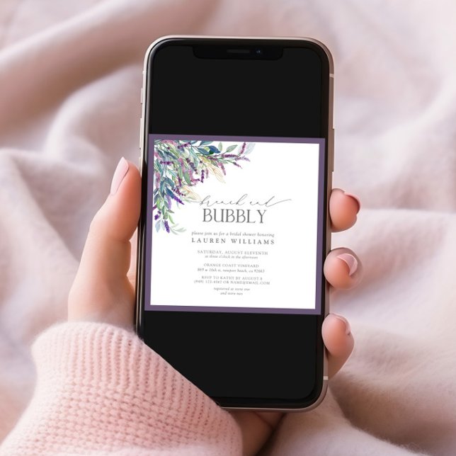 Elegant Lavender Floral Brunch & Bubbly Shower Invitation (Creator Uploaded)
