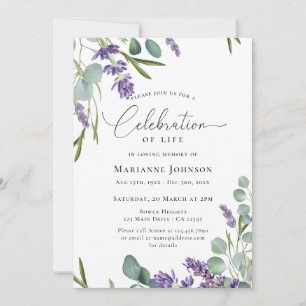Elegant Lavender Floral Celebration of Life Invitation