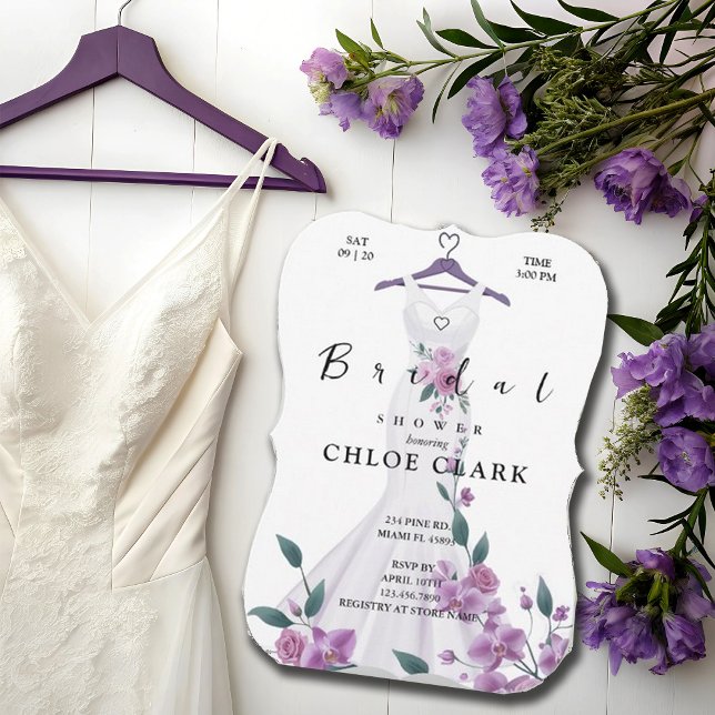 Elegant Lavender Floral Dress Wedding Invitation (Creator Uploaded)
