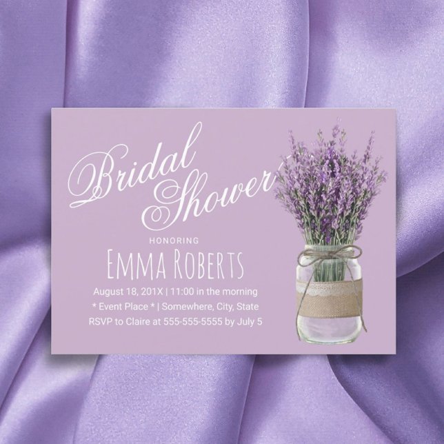 Elegant Lavender Floral Jar Purple Bridal Shower Invitation (Creator Uploaded)
