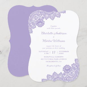 Elegant Lavender Floral Lace Wedding Invitation