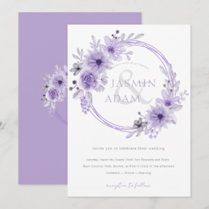 Elegant Lavender Floral Monogram Wedding Invitation