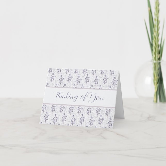 Elegant Lavender Floral Pattern Note Card (Front)