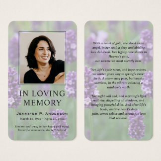 Elegant Lavender Floral Photo Memorial Cards