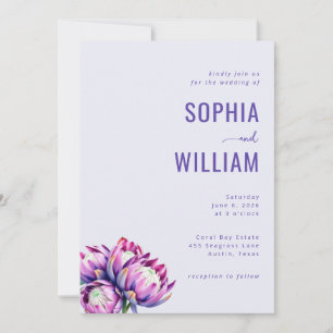 Elegant Lavender Floral Protea Invitation