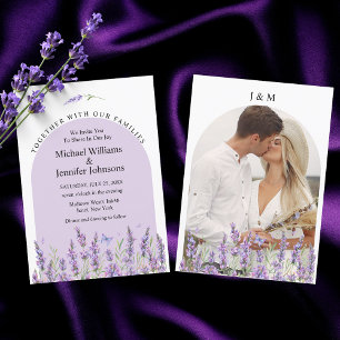 elegant lavender floral purple arch photo wedding  invitation