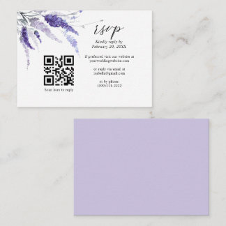 Elegant Lavender Floral QR Code Lilac Wedding RSVP Enclosure Card