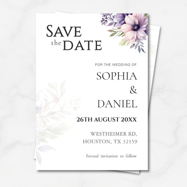 Elegant Lavender Floral Save the Date Card  (Creator Uploaded)