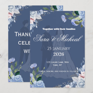 Elegant Lavender Floral Script Wedding Invitation