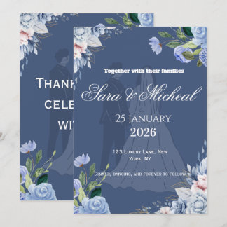 Elegant Lavender Floral Script Wedding Invitation