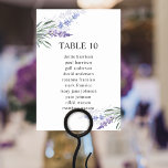 Elegant Lavender Floral Table Number Seating Chart<br><div class="desc">This elegant lavender table number seating chart cards are perfect for a simple and rustic wedding or any special occasion. The floral design features watercolor lavender purple and blue with greenery. Customise and add each table number that you need to your cart individually.</div>