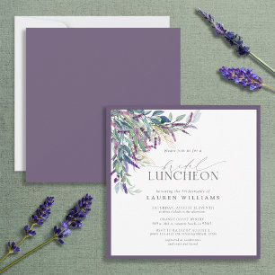 Elegant Lavender Floral Watercolor Bridal Luncheon Invitation