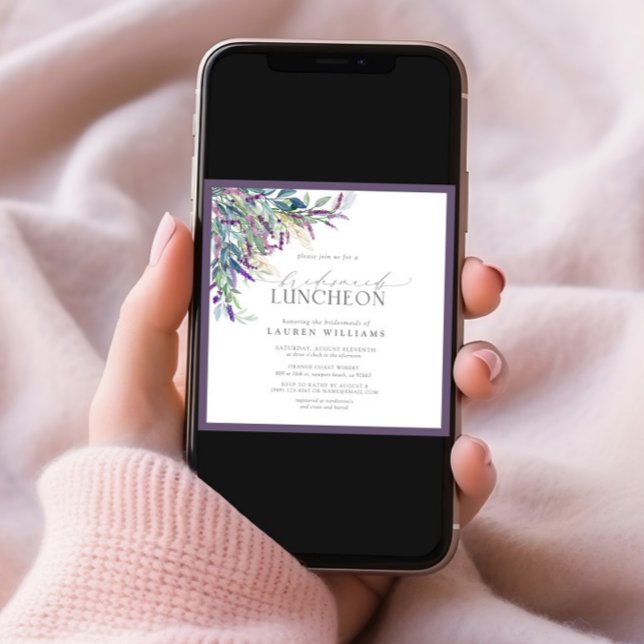Elegant Lavender Floral Watercolor Bridal Luncheon Invitation (Creator Uploaded)