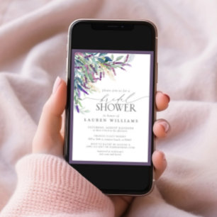 Elegant Lavender Floral Watercolor Bridal Shower Invitation