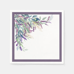 Elegant Lavender Floral Watercolor Bridal Shower Napkin