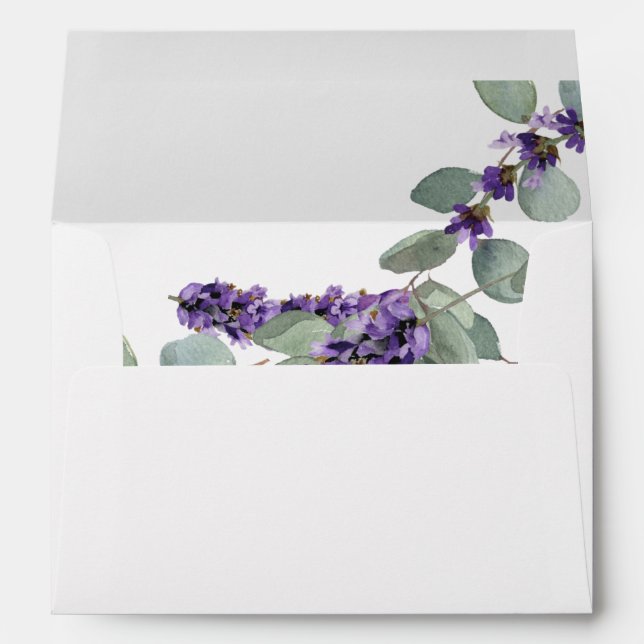 Elegant Lavender Floral Watercolor Eucalyptus Envelope (Back (Bottom))