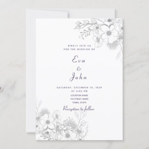 Elegant Lavender Floral Wedding Invitation
