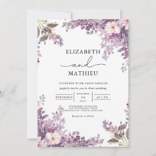 Elegant Lavender Floral Wedding Invitation