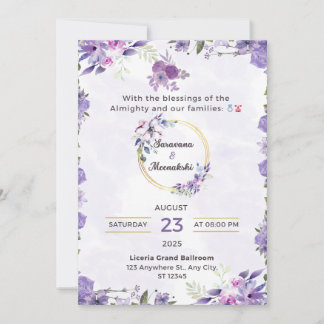 Elegant Lavender Floral Wedding Invitation