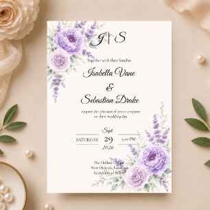 Elegant Lavender Floral Wedding Invitation
