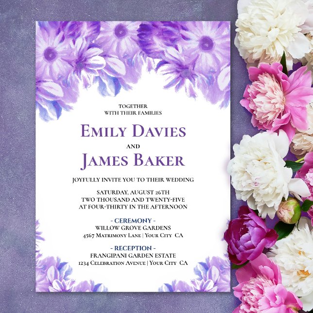 Elegant Lavender Floral Wedding Invitation (Creator Uploaded)