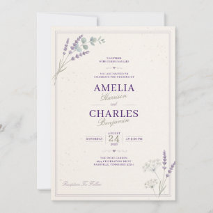 Elegant Lavender Floral Wedding Invitation