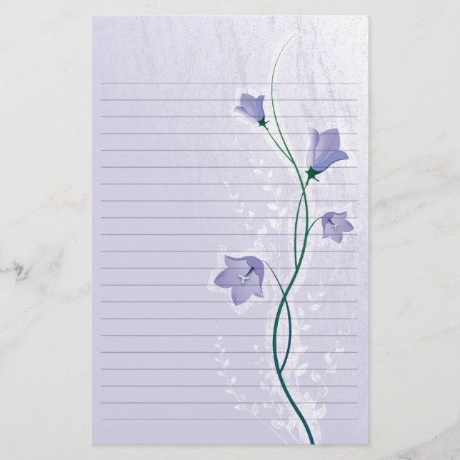 elegant lavender floral wedding lined paper (Front)