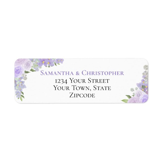 Elegant Lavender Floral Wedding Return Address (Front)