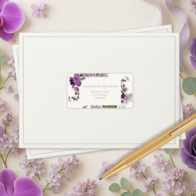 Elegant Lavender Floral Wedding Return Address Label (Creator Uploaded)