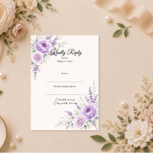 Elegant Lavender Floral Wedding RSVP Card