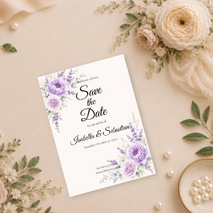 Elegant Lavender Floral Wedding Save The Date