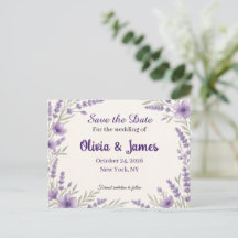 Elegant Lavender Floral Wedding Save the Date Post