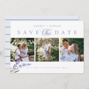 Elegant Lavender Flower 3 Photo QR Code Save The Date