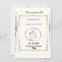 Elegant lavender flower wedding invitations 