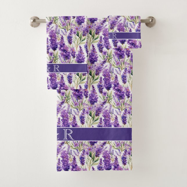 Elegant Lavender Flowers Bath Towel Set (Insitu)