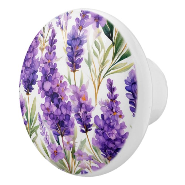 Elegant Lavender Flowers Ceramic Knob (Right)