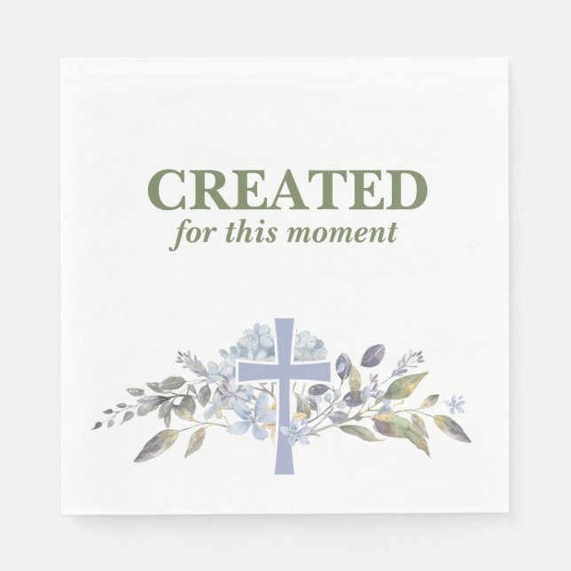 Elegant Lavender Flowers & Cross Napkin (Front)